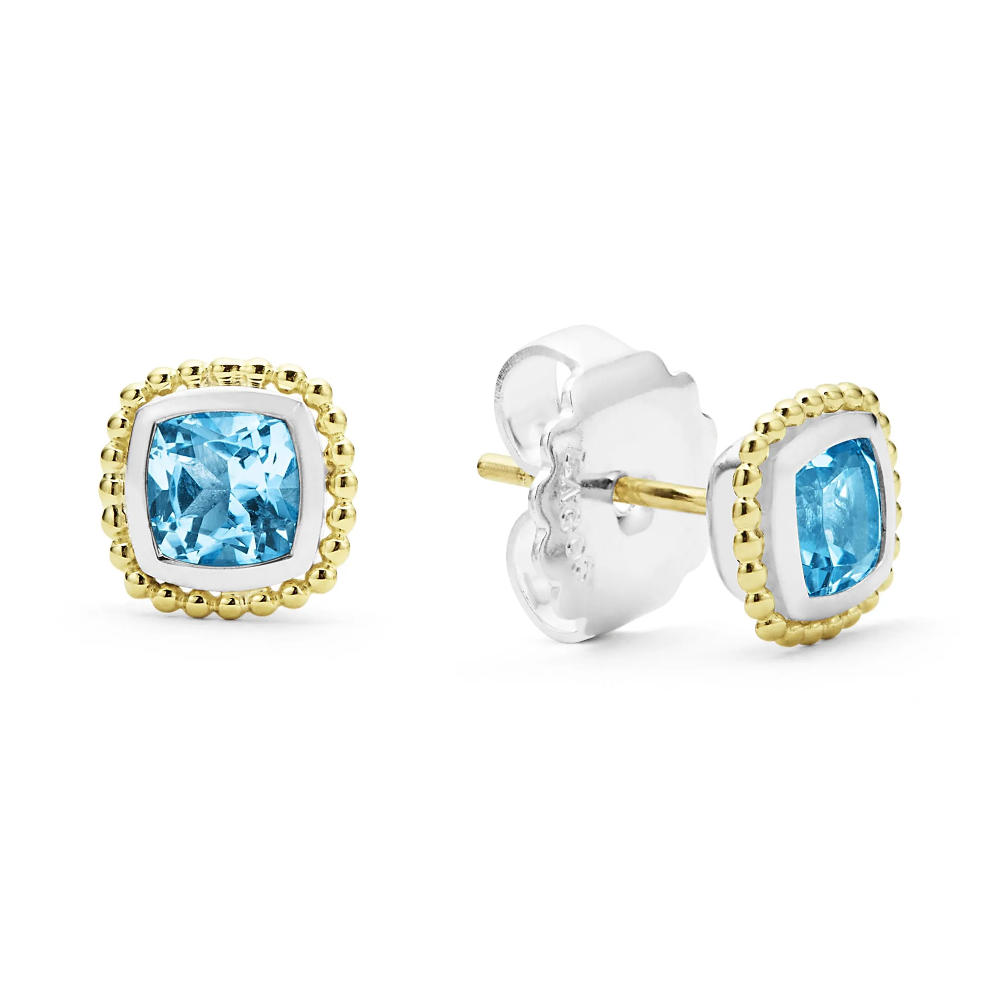 Rittenhouse Two-Tone Swiss Blue Topaz Stud Earrings