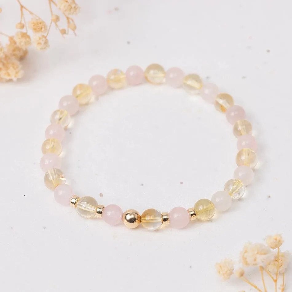 Rose Quartz and Citrine Gemstone Bracelet - 6mm