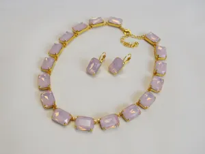 SALE! Pink Opal Crystal Collet Necklace - Large Octagon