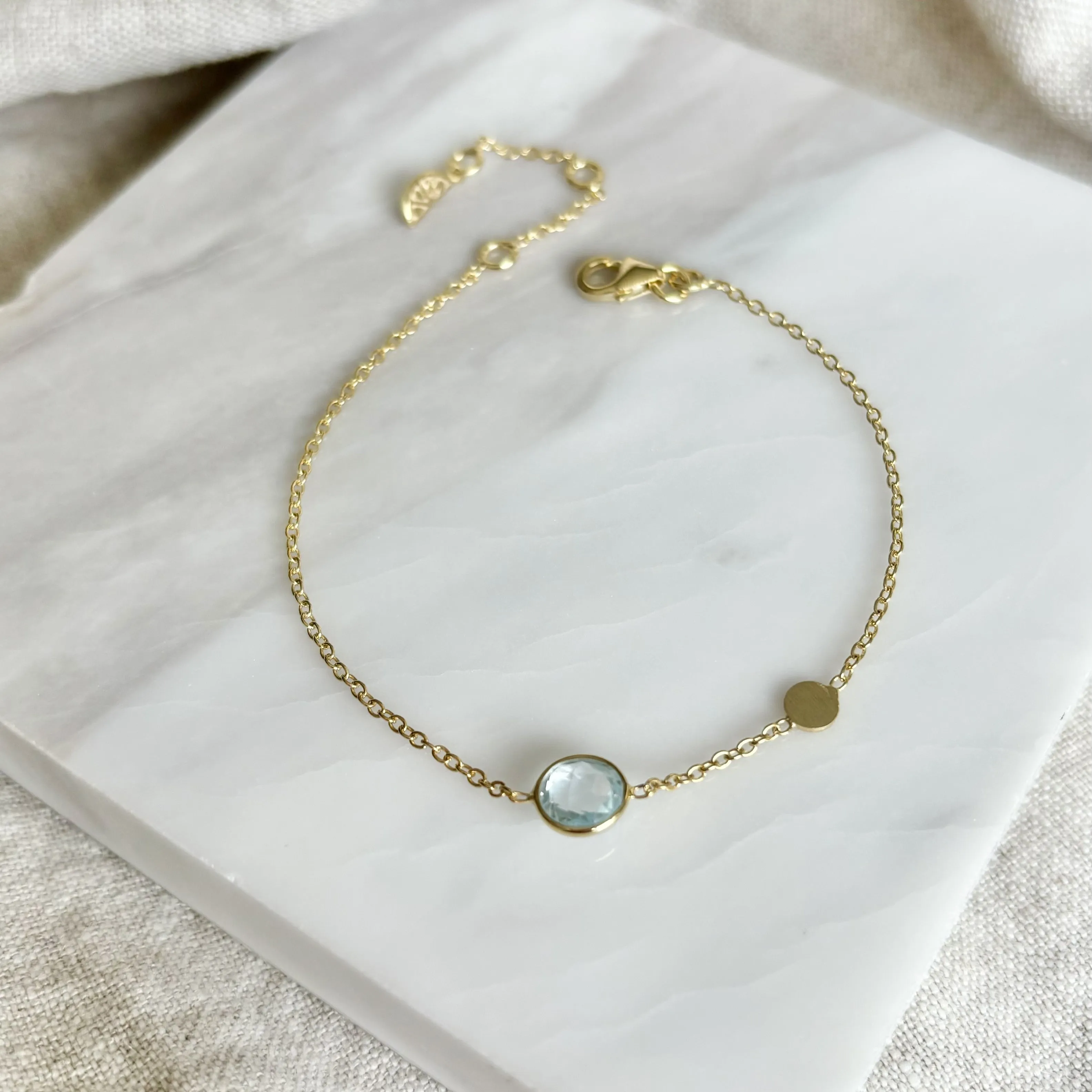 Salina Blue Topaz and Gold Disc Bracelet