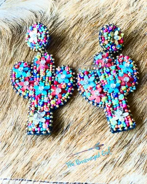 Seed Bead Cactus Earrings