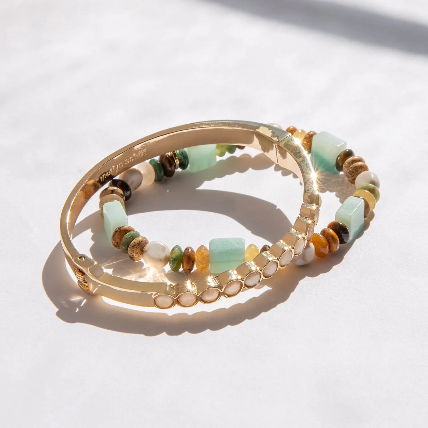 semi precious mutli shape stretch bracelet