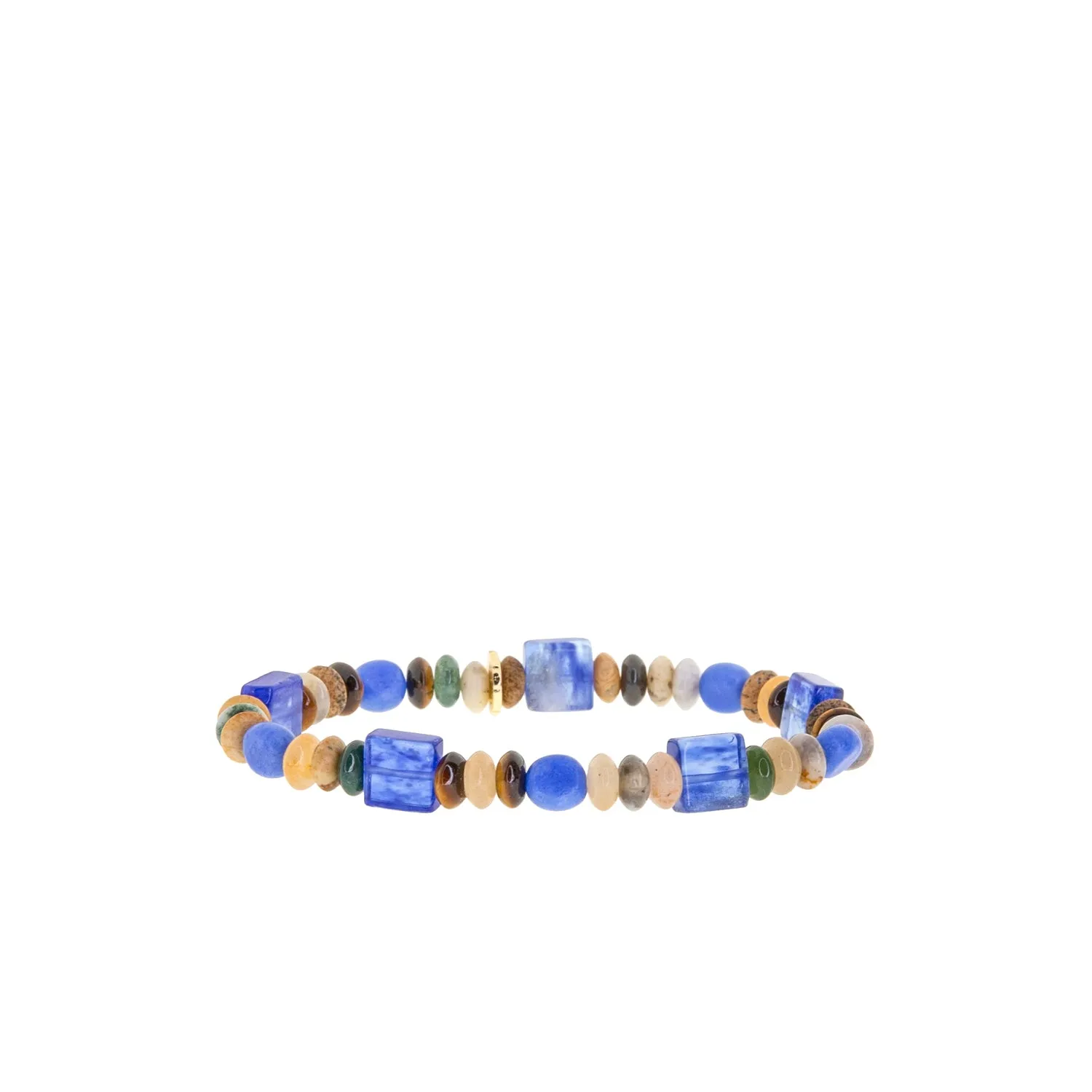 semi precious mutli shape stretch bracelet