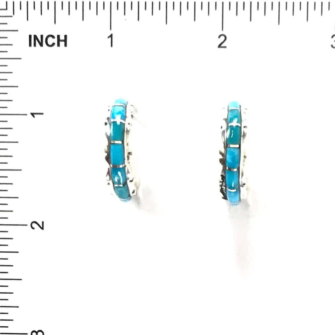 Sheldon Lalio Turquoise Inlay Half Hoop Earrings