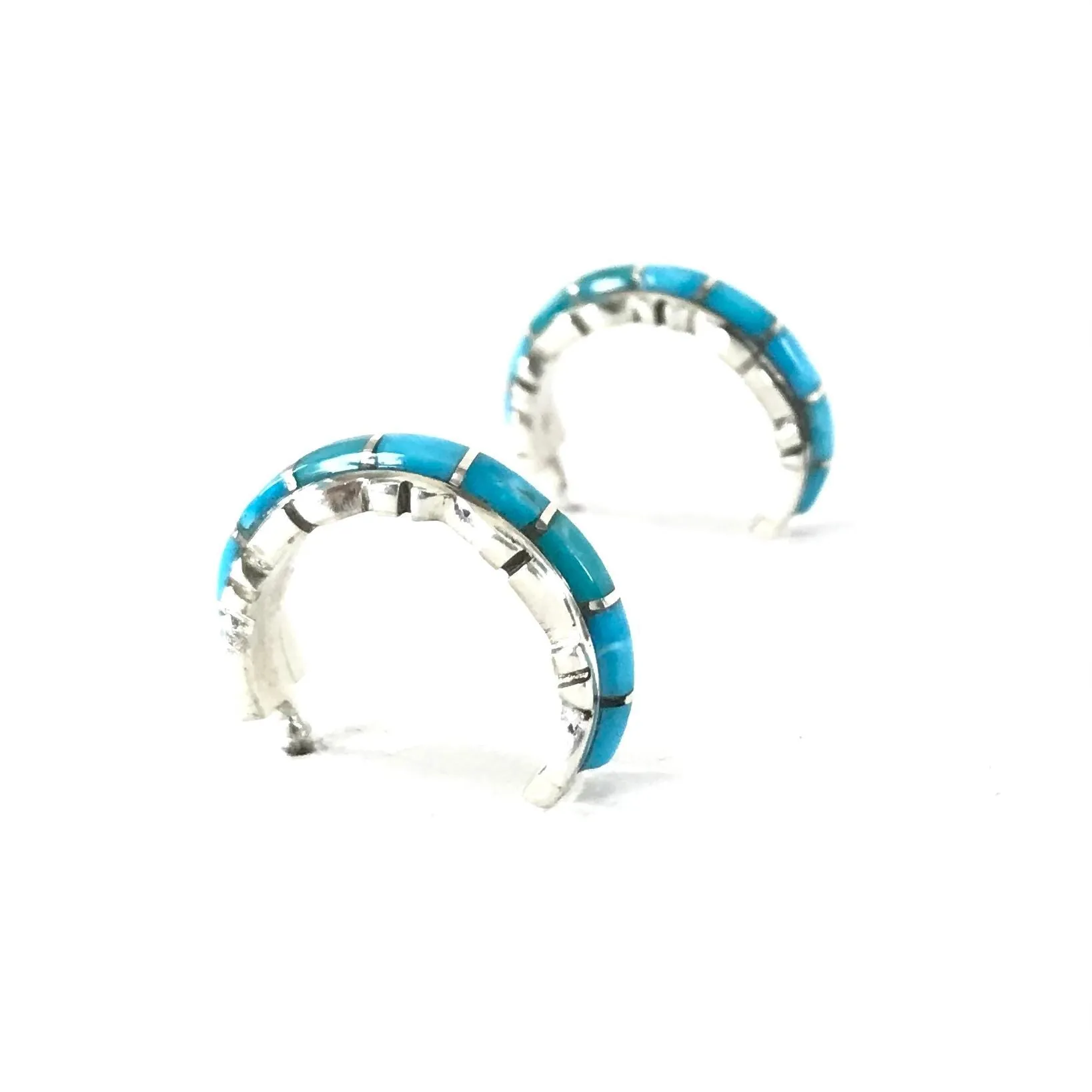 Sheldon Lalio Turquoise Inlay Half Hoop Earrings