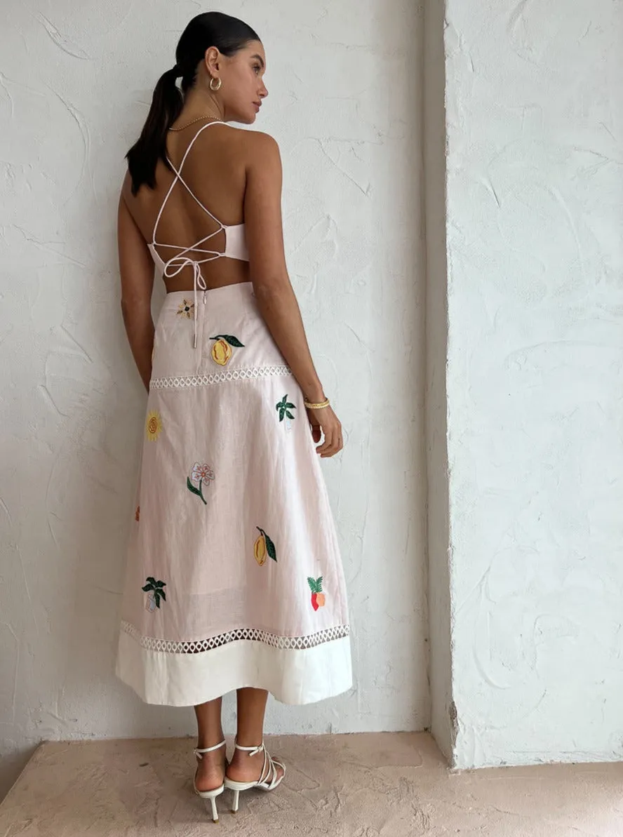 Significant Other Blaire Midi Dress in Embroidery Mix