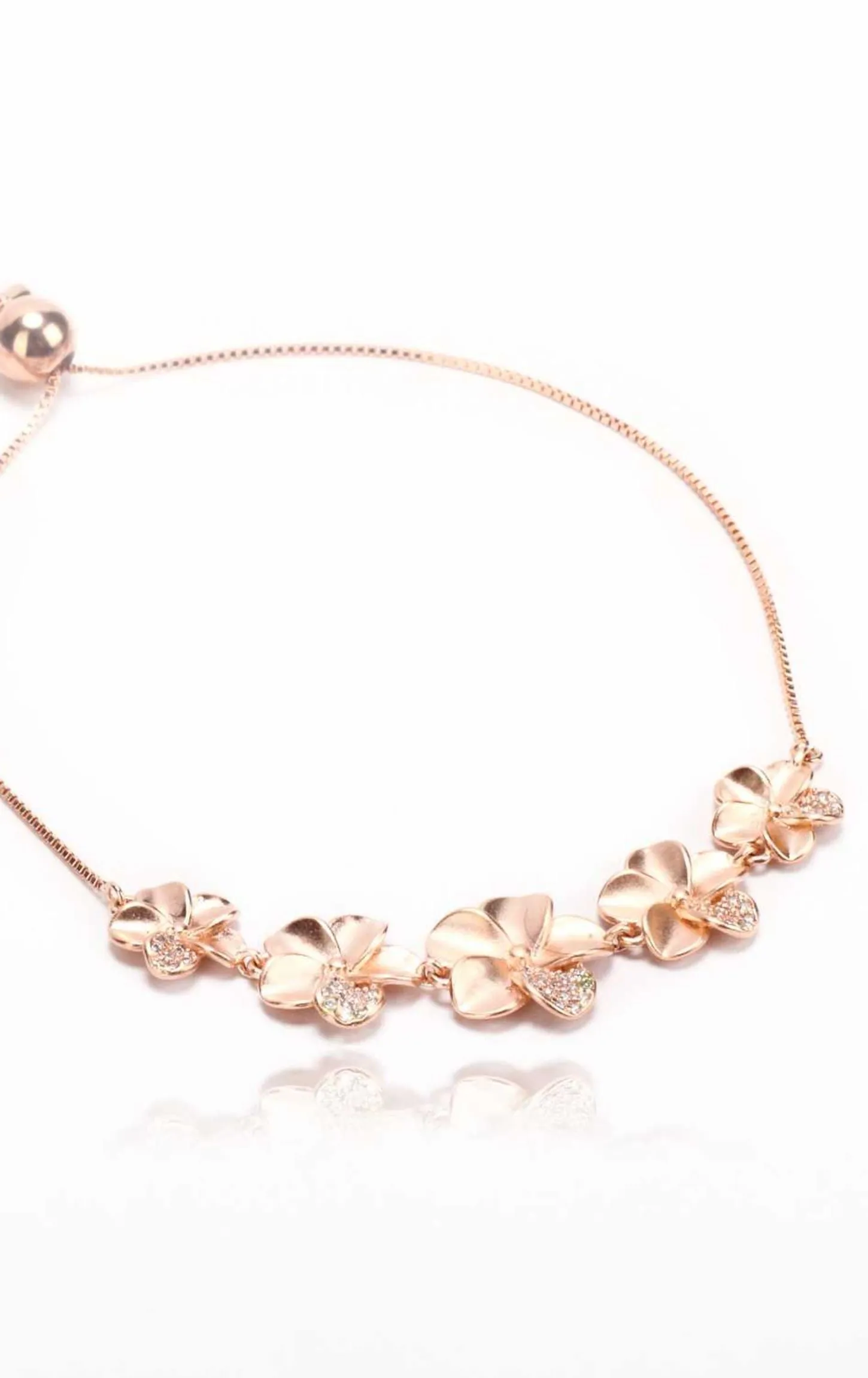 Silver 925 Flower With Zircon Shimmer Bracelet Rose Gold