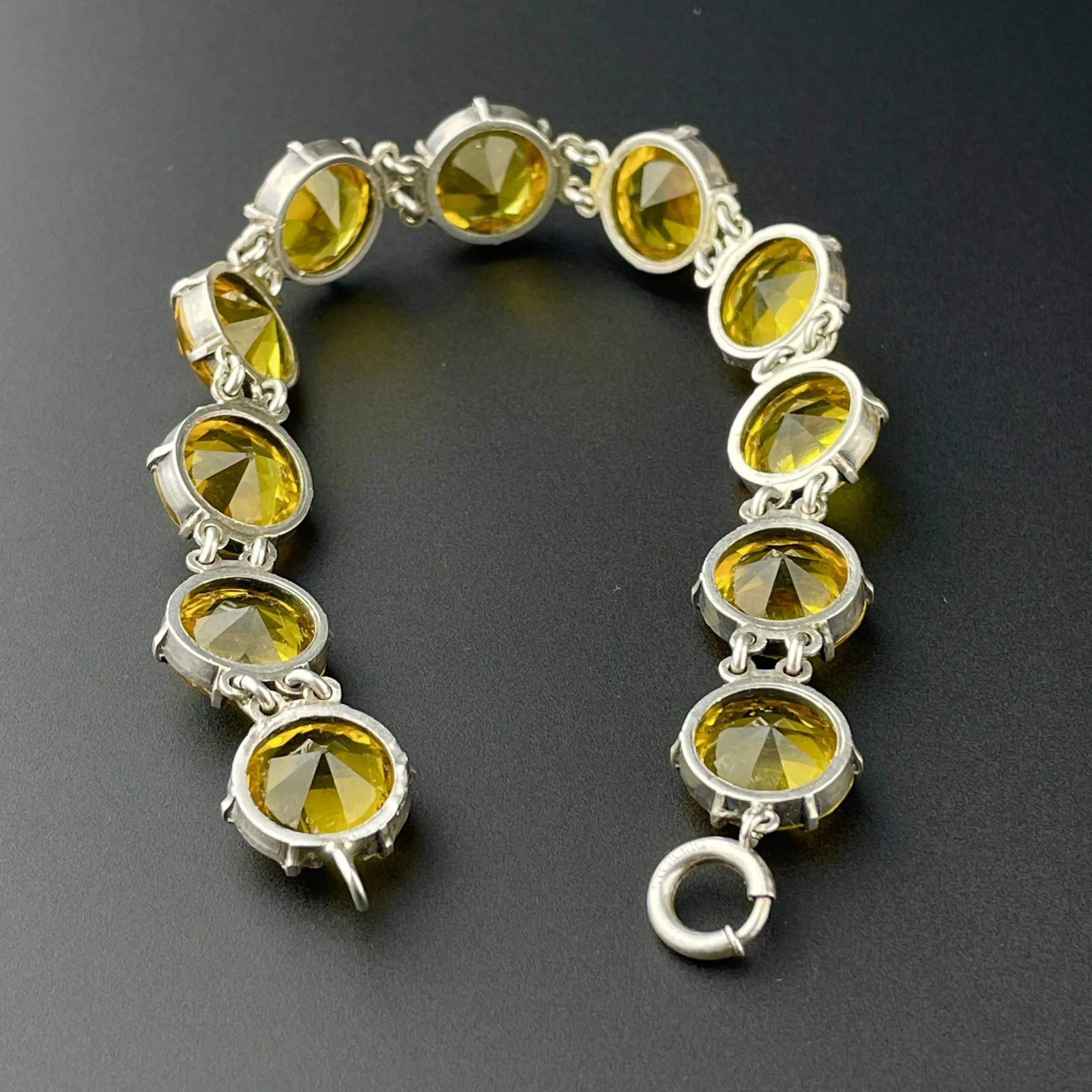 Silver Art Deco Citrine Crystal Bracelet