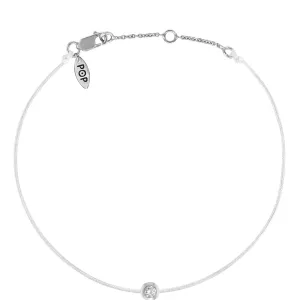 Silver Bezel - White Cord Bracelet