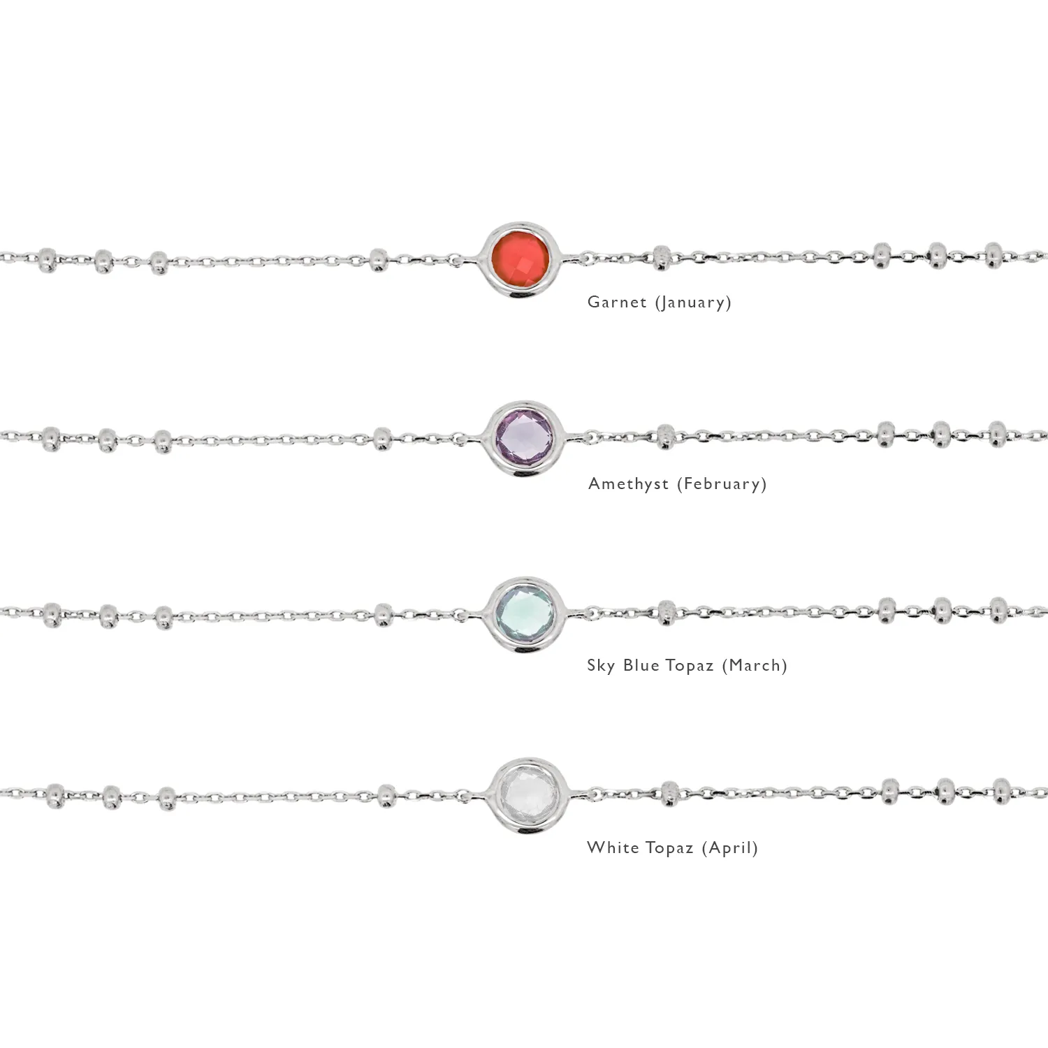 Silver Birthstone Bracelet