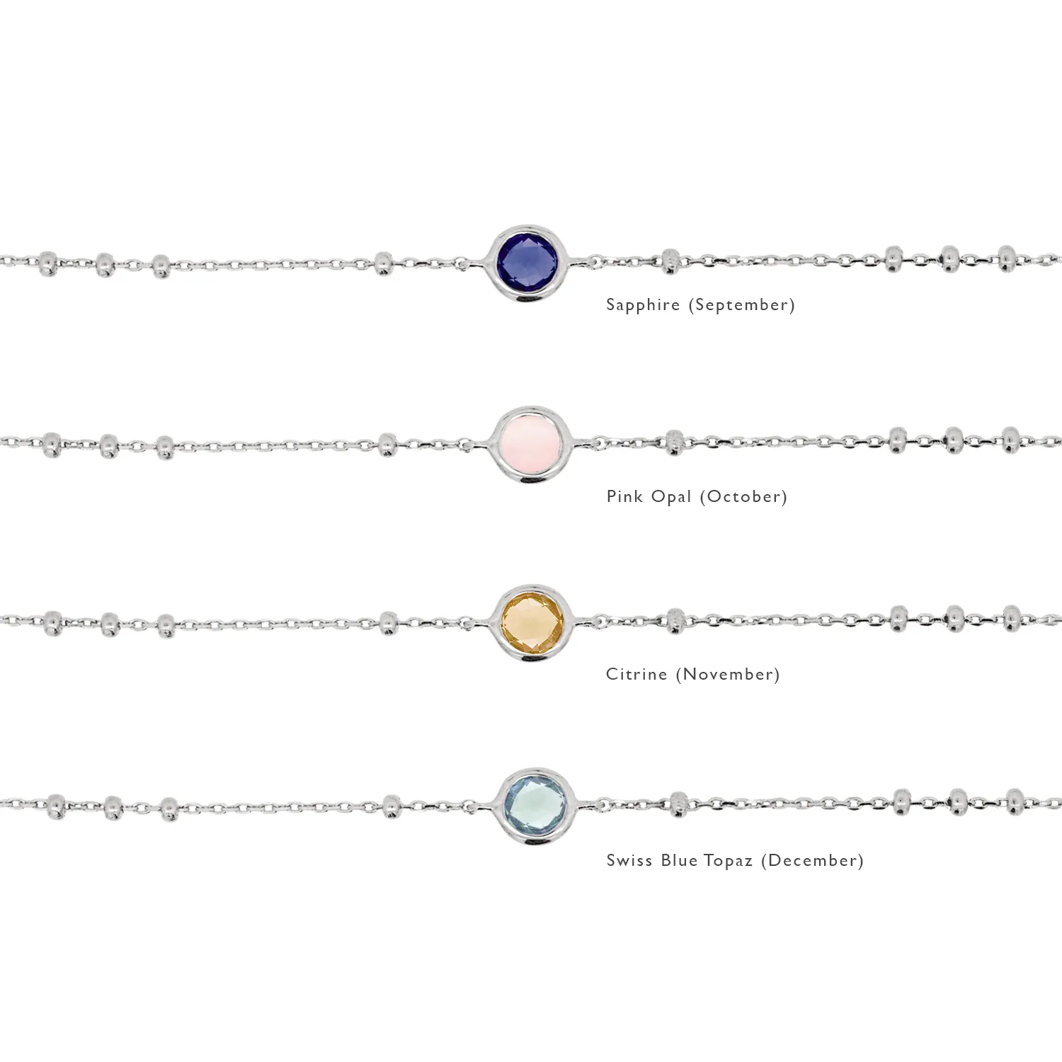 Silver Birthstone Bracelet