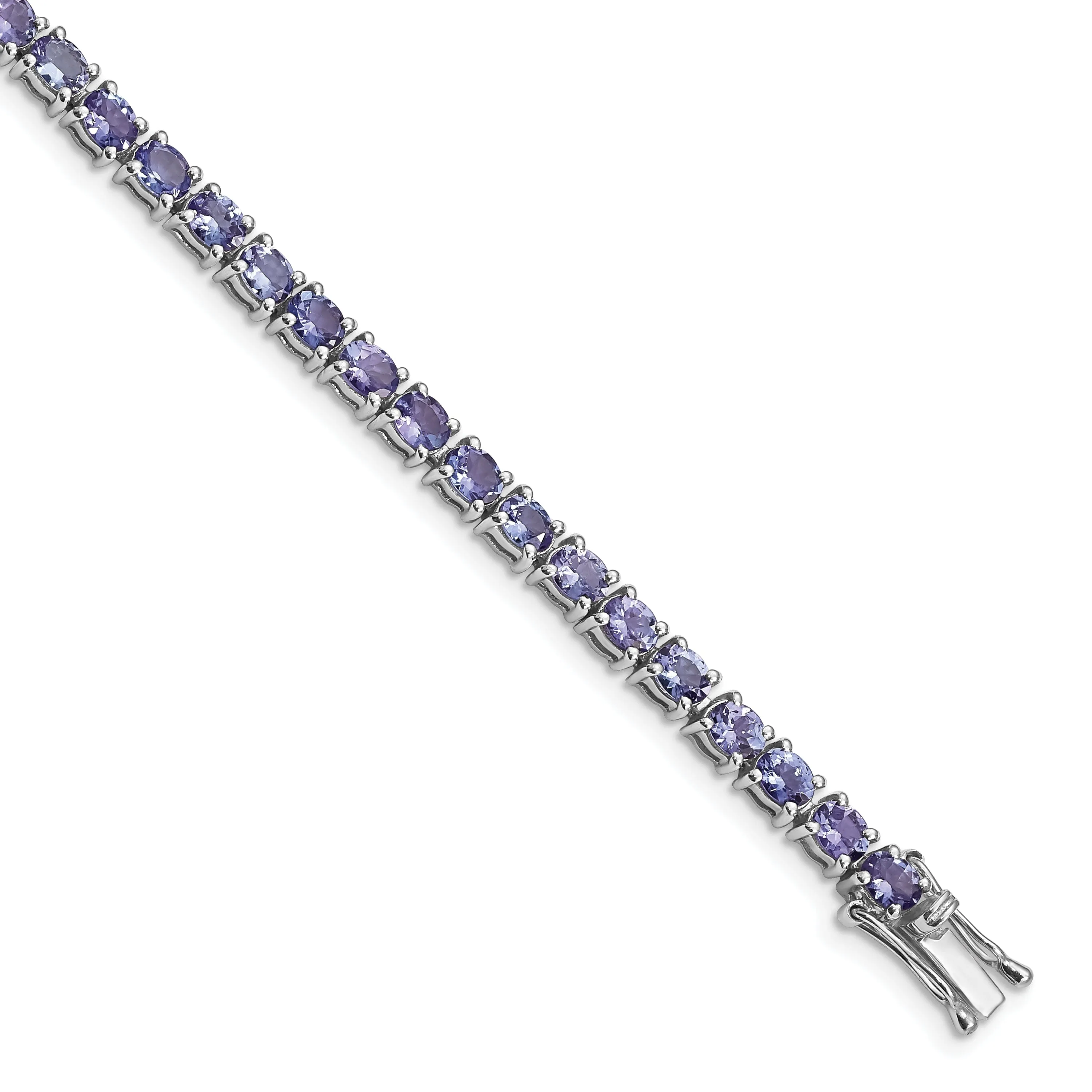 Silver Oval Stones Tanzanite Gemstone Bracelet