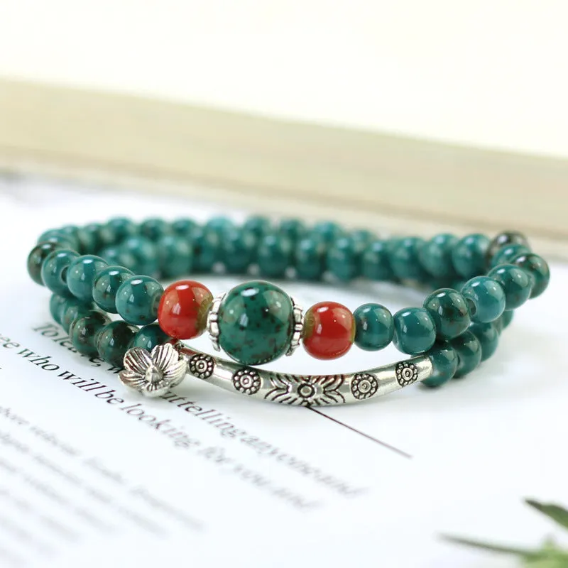 Simple Handmade Jewelry Woven Ceramic Hand Ornaments Multilayer Two Circle Ceramic Bracelet Kiln Change Bracelet