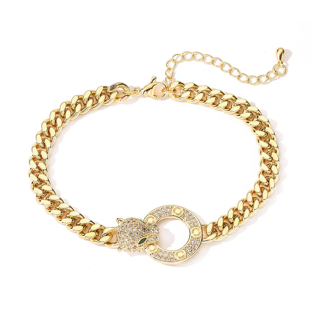 SISSLIA High Quality Fashion Accessories 2024 Gold Jewelry With Leopard Head Thick Chain Bracelet For Women