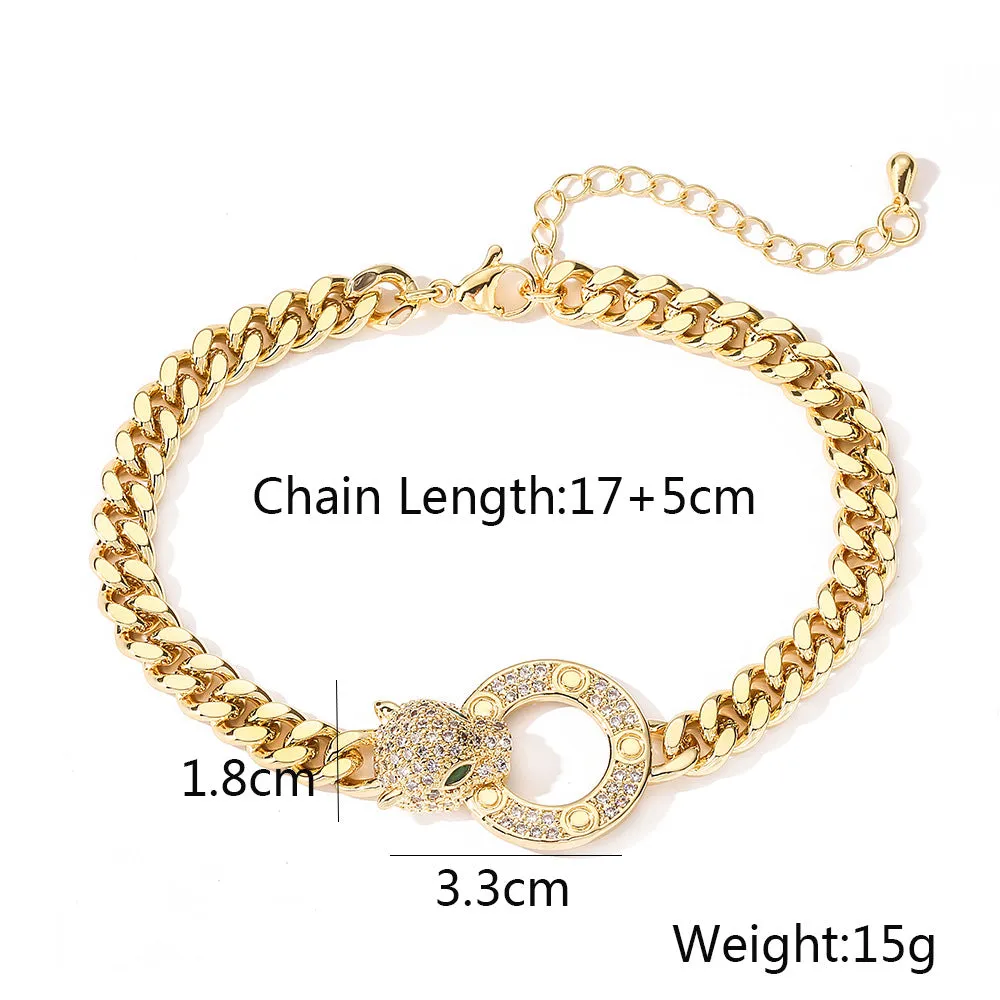 SISSLIA High Quality Fashion Accessories 2024 Gold Jewelry With Leopard Head Thick Chain Bracelet For Women