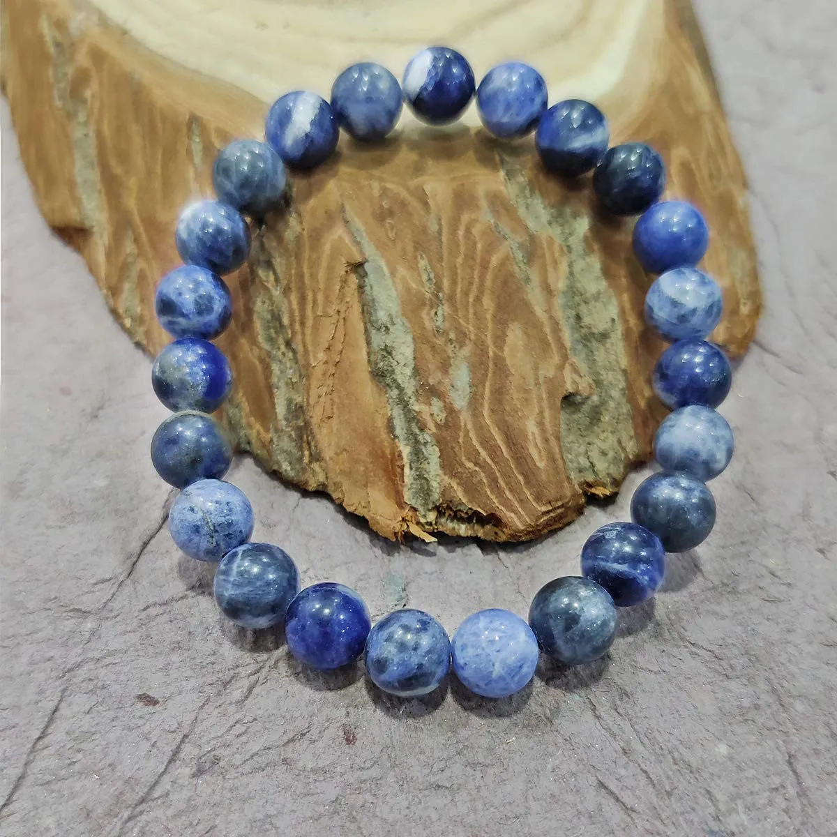 Sodalite Crystal Bracelet 8 mm Beads Lab Stretchable Elastic Bracelet Sodalite Semi precious Gemstone