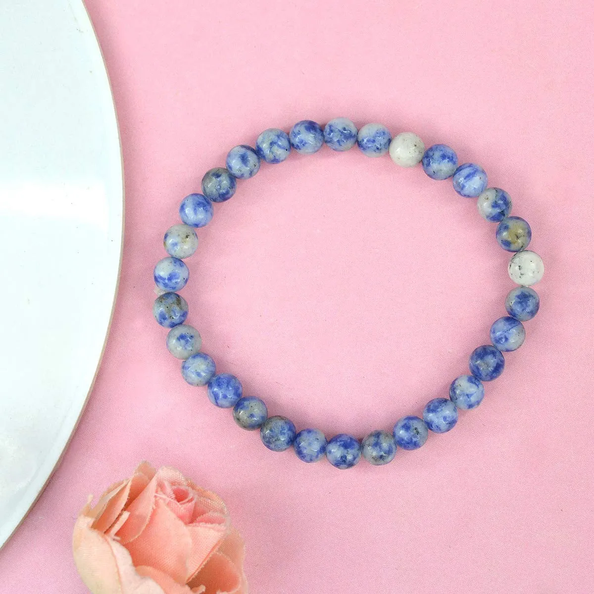 Sodalite Crystal Bracelet 8 mm Beads Lab Stretchable Elastic Bracelet Sodalite Semi precious Gemstone