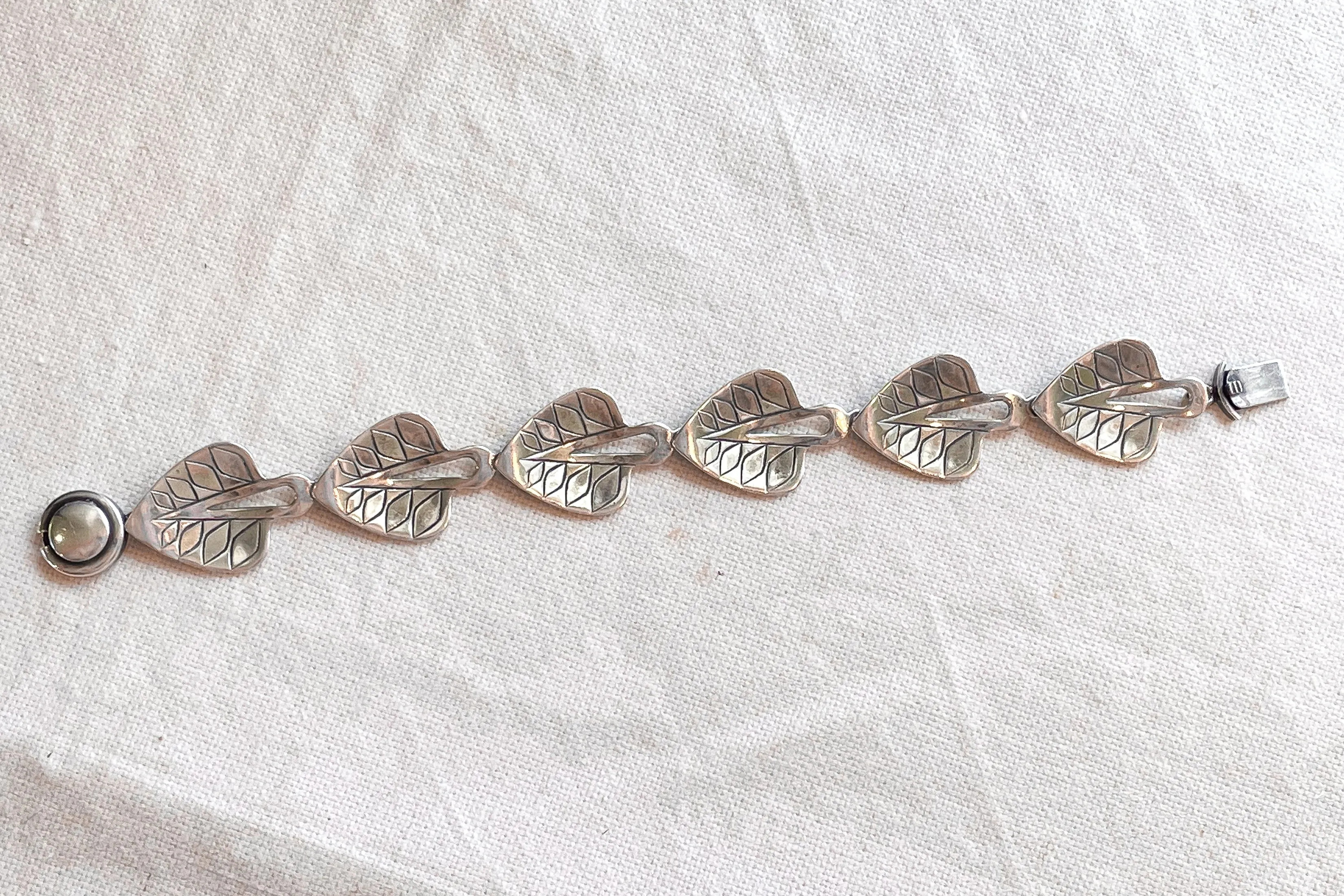 SOLD Vintage Niels Erik From, Sterling Modernist Leaf Bracelet, Mid-Century Silver Bracelet