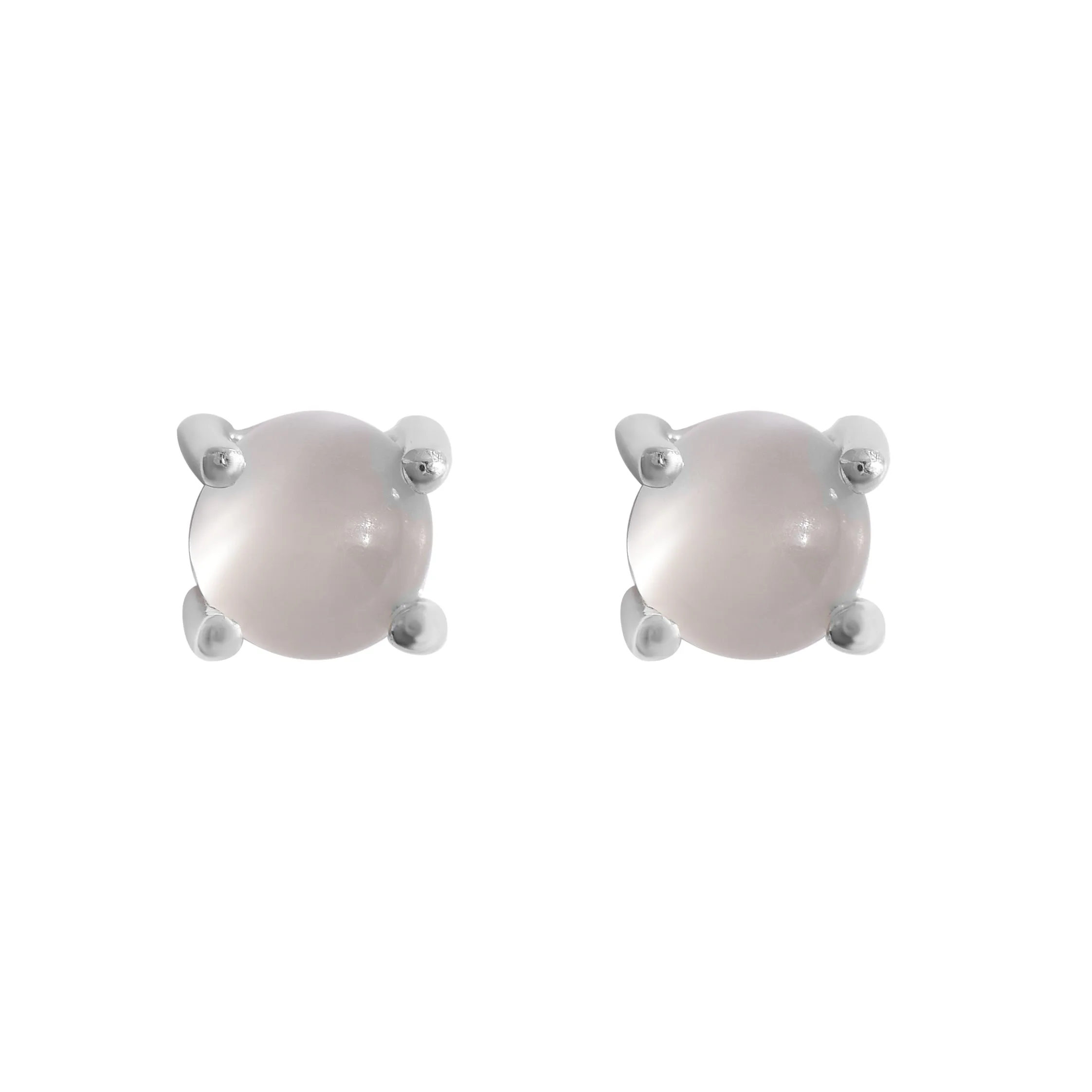 Solitaire Moonstone Silver Stud Earrings