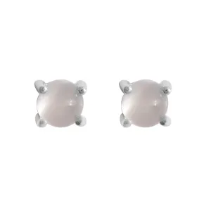 Solitaire Moonstone Silver Stud Earrings