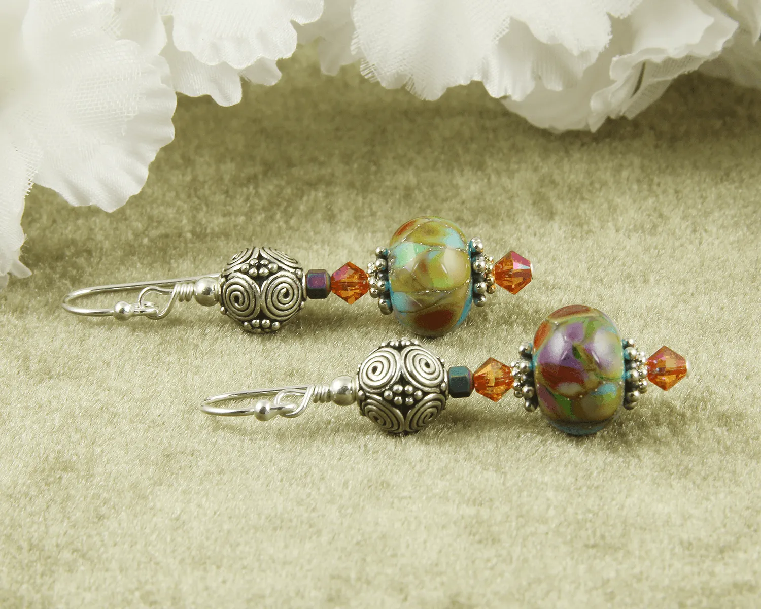 Southwest Turquoise Lampwork Earrings