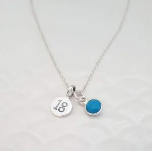 Sterling Silver 18th and Gemstone Pendant Necklace