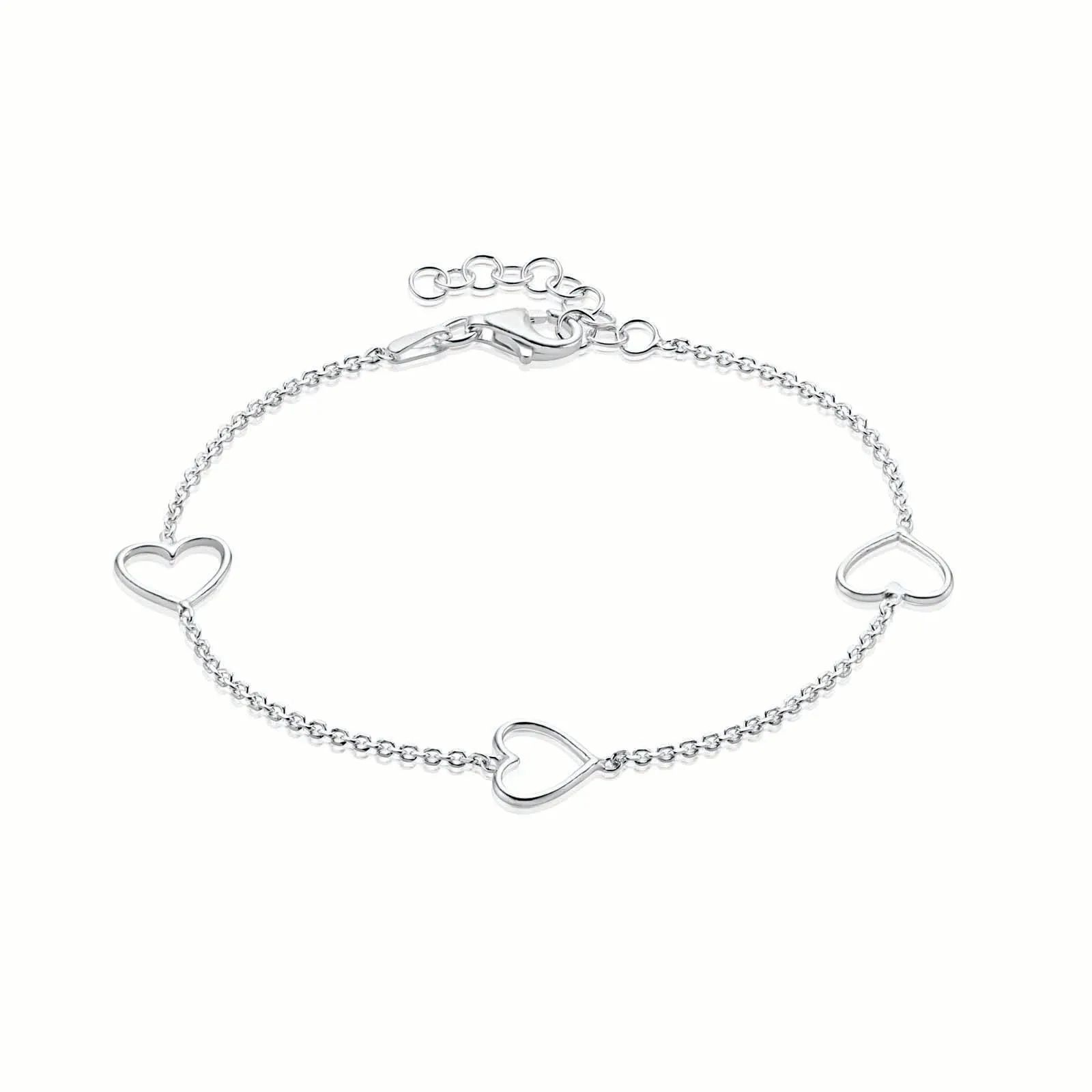 Sterling Silver 19cm Heart Bracelet