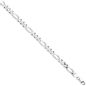 Sterling Silver 9mm Figaro Chain Gents Bracelet