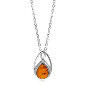 Sterling Silver Amber Celtic Teardrop Pendant