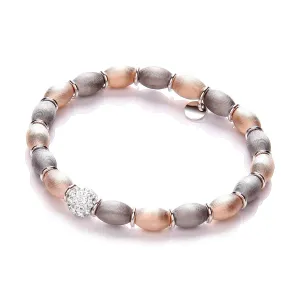 Sterling Silver & Rose Gold Vermeil Crystal Bead Bracelet