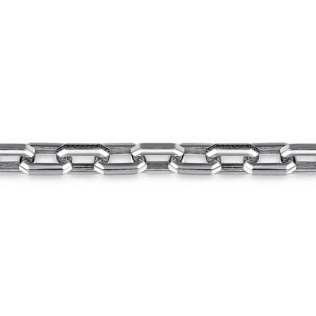 Sterling Silver and Black Spinel Men's Bracelet, 8.5 Inches