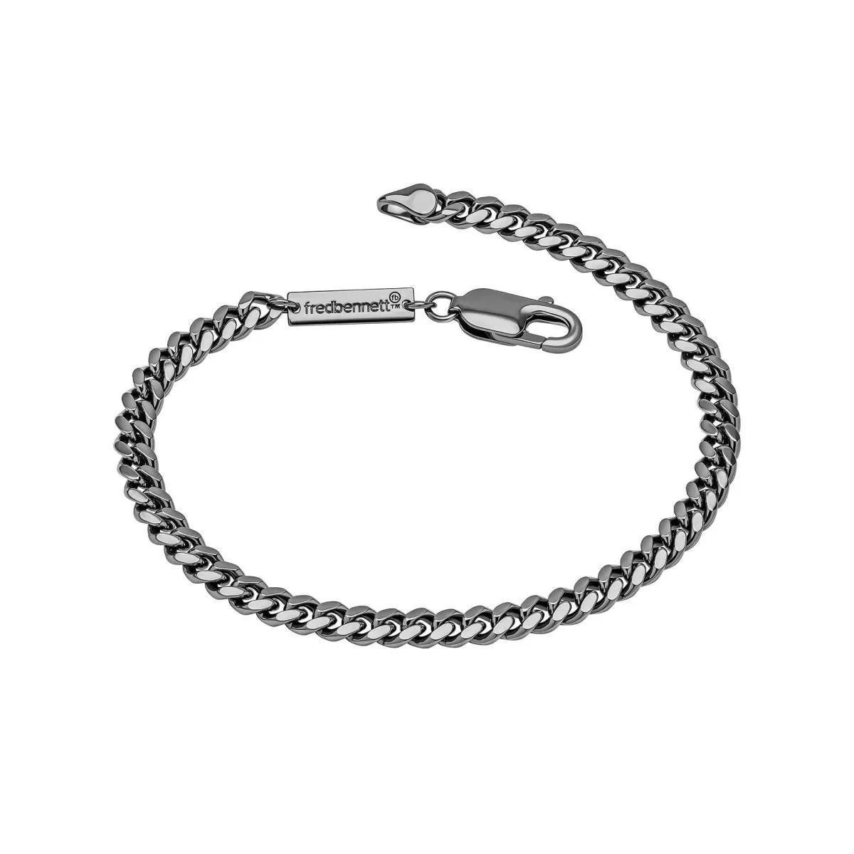 Sterling Silver Gunmetal 5mm Cuban Bracelet