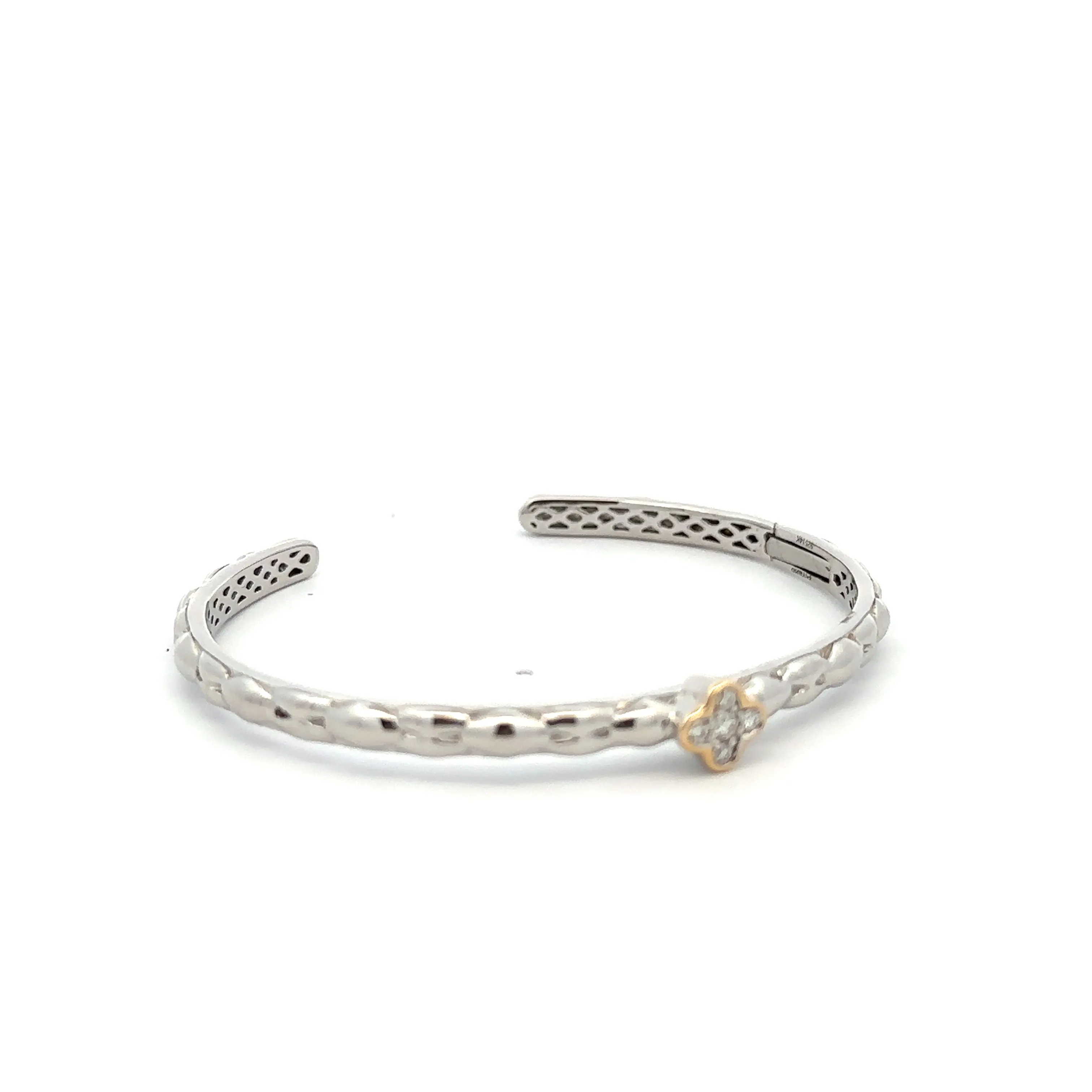 Sterling Silver Hinged Diamond Bangle