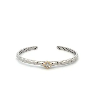 Sterling Silver Hinged Diamond Bangle