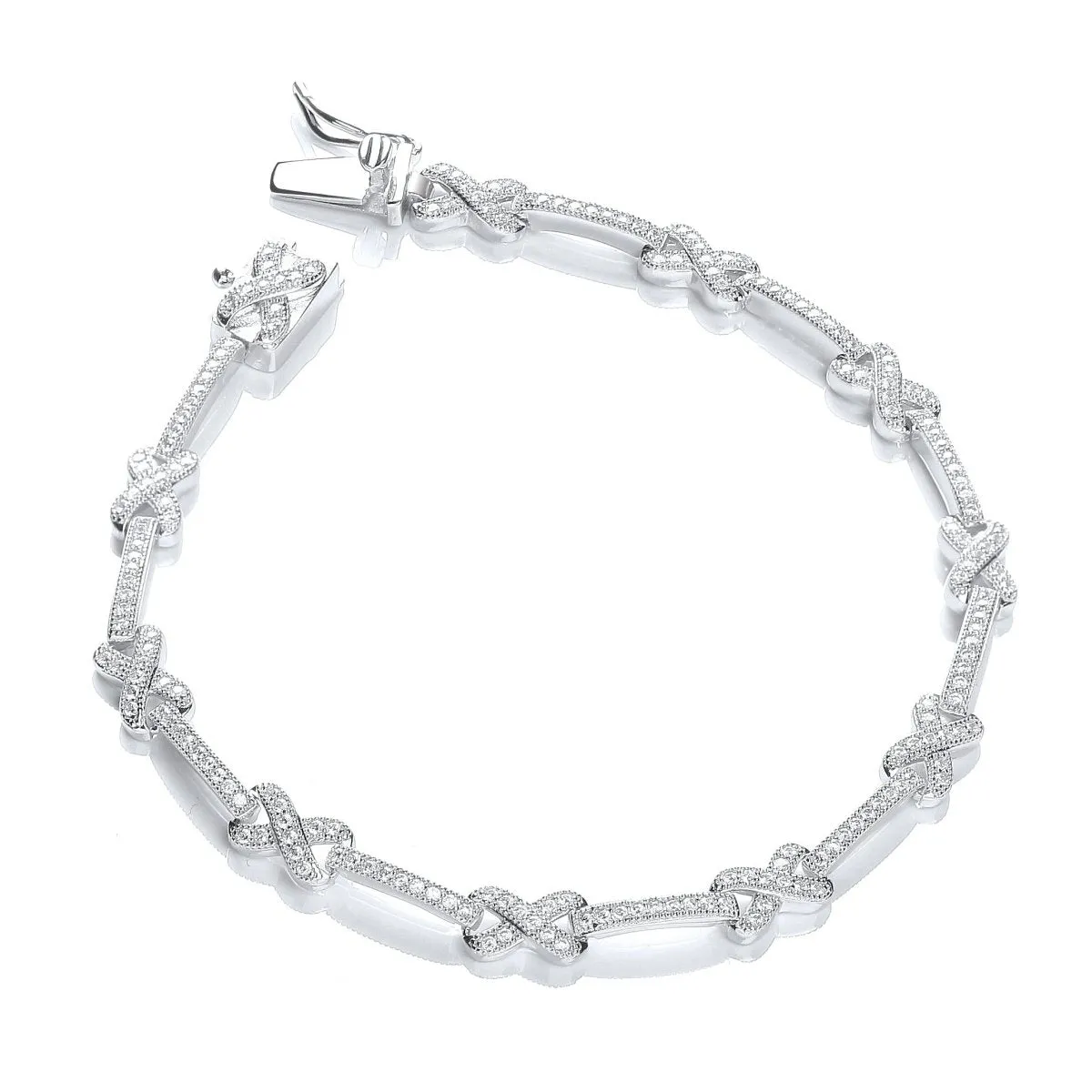 Sterling Silver Micro Pave CZ Kisses Bracelet