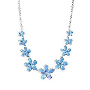 Sterling Silver Opal Aloha Plumeria Necklace by Alamea