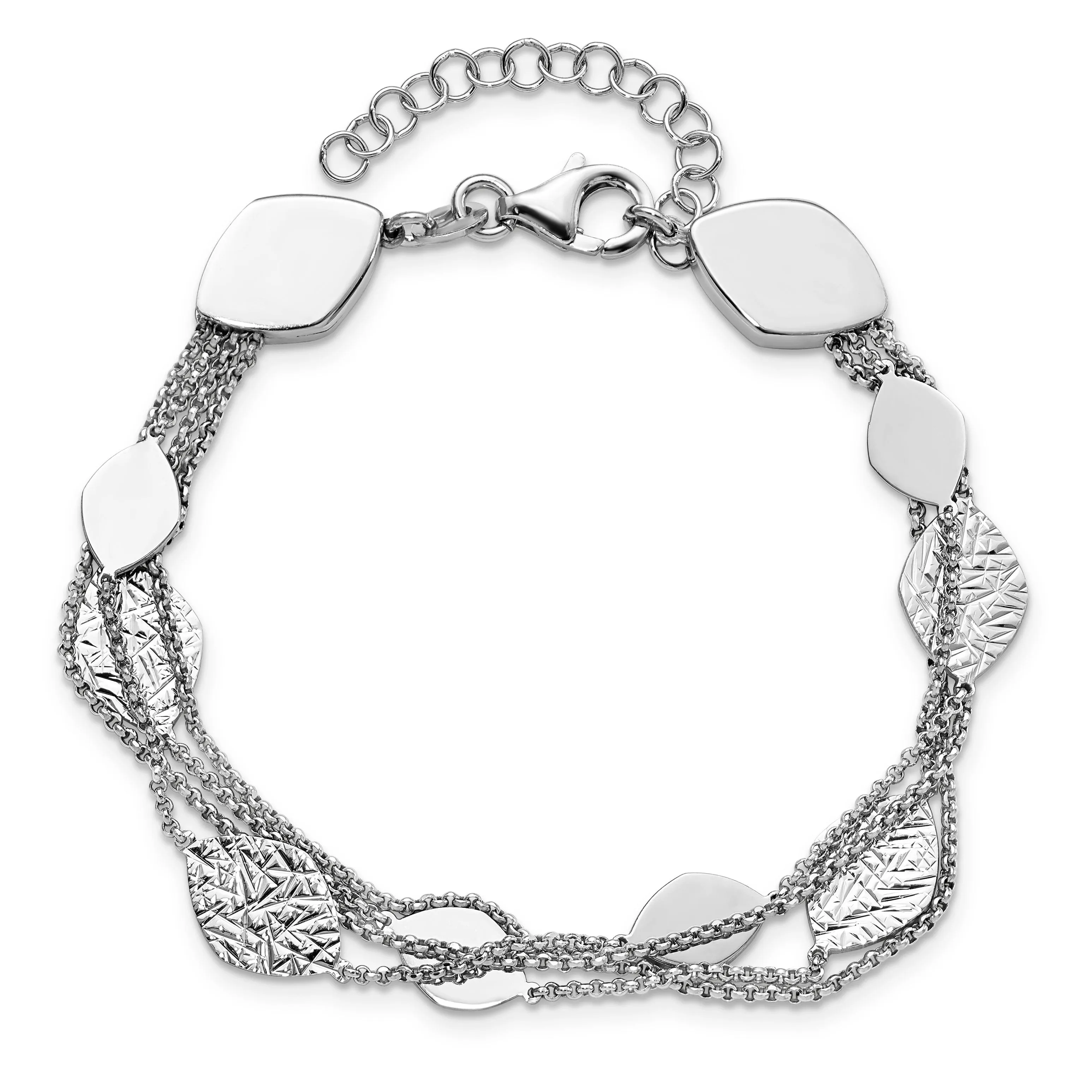 Sterling Silver Polished D.C 4-strand Bracelet