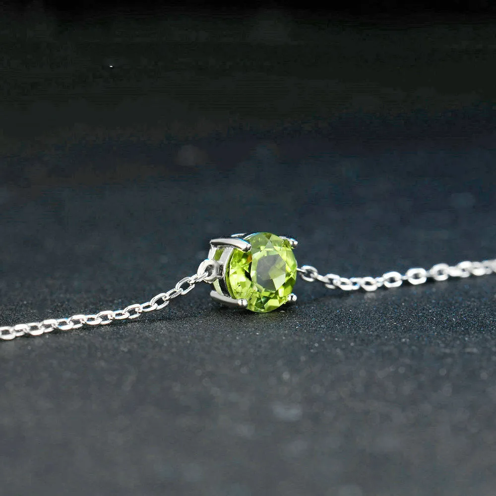 Sterling Silver Round Cut Peridot Bracelet for Women Charms Gifts for Mom