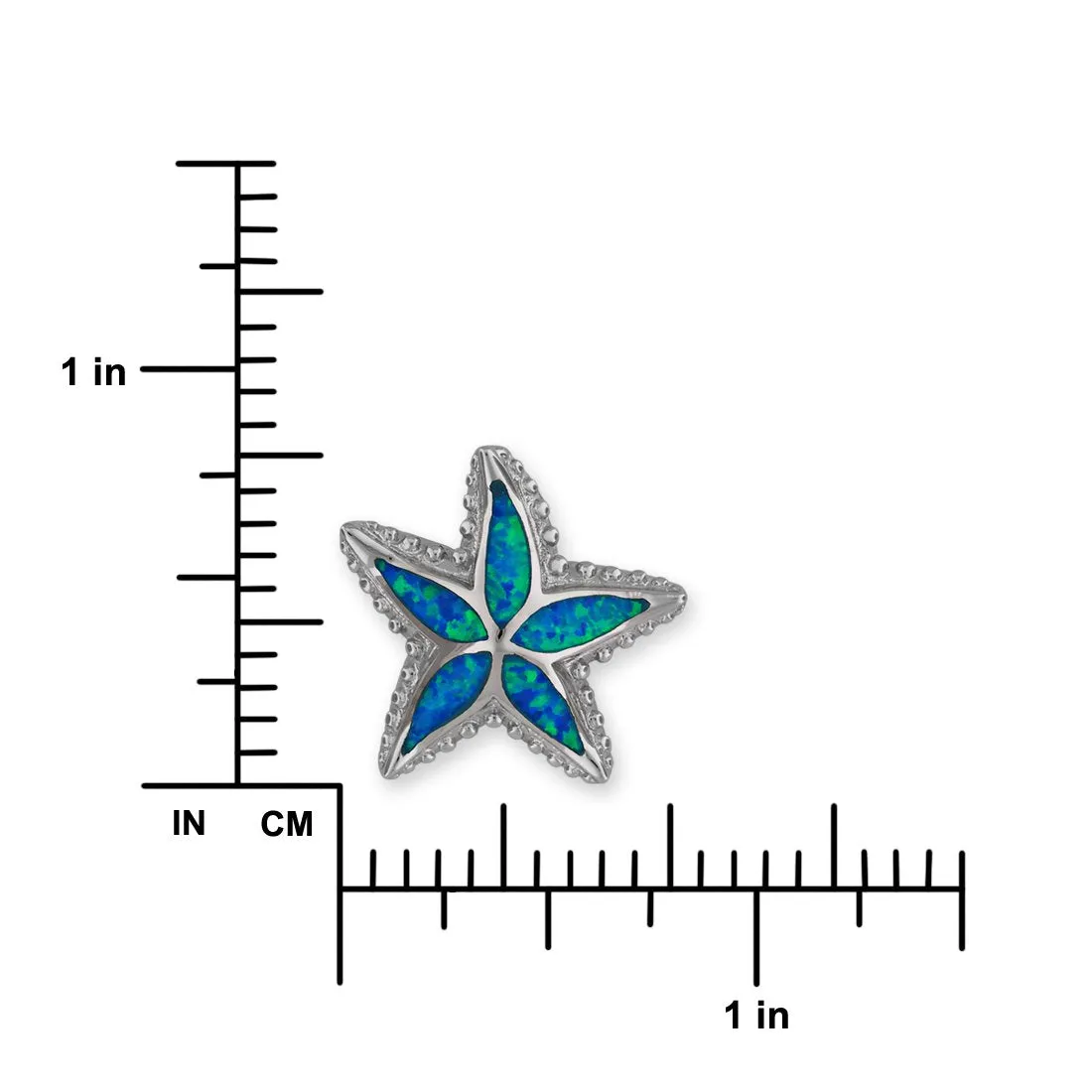 Sterling Silver Synthetic Blue Opal Starfish Pendant Necklace, 18 2" Extender