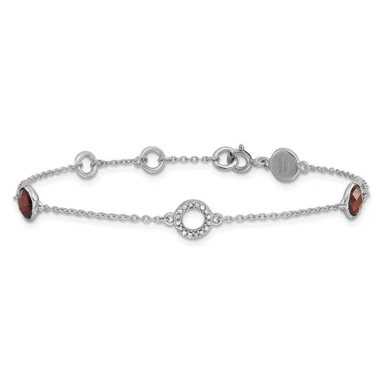 Sterling Silver White Ice Diamond & Round Gemstone Bracelets