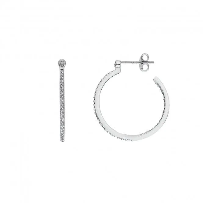 Sterling Silver White Topaz Hoop Small Earrings DE623