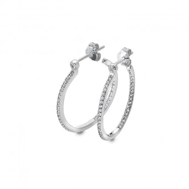 Sterling Silver White Topaz Hoop Small Earrings DE623