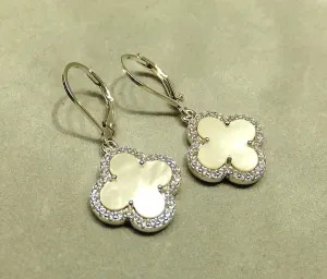 Style drop mother of pearl earrings in sterling silver