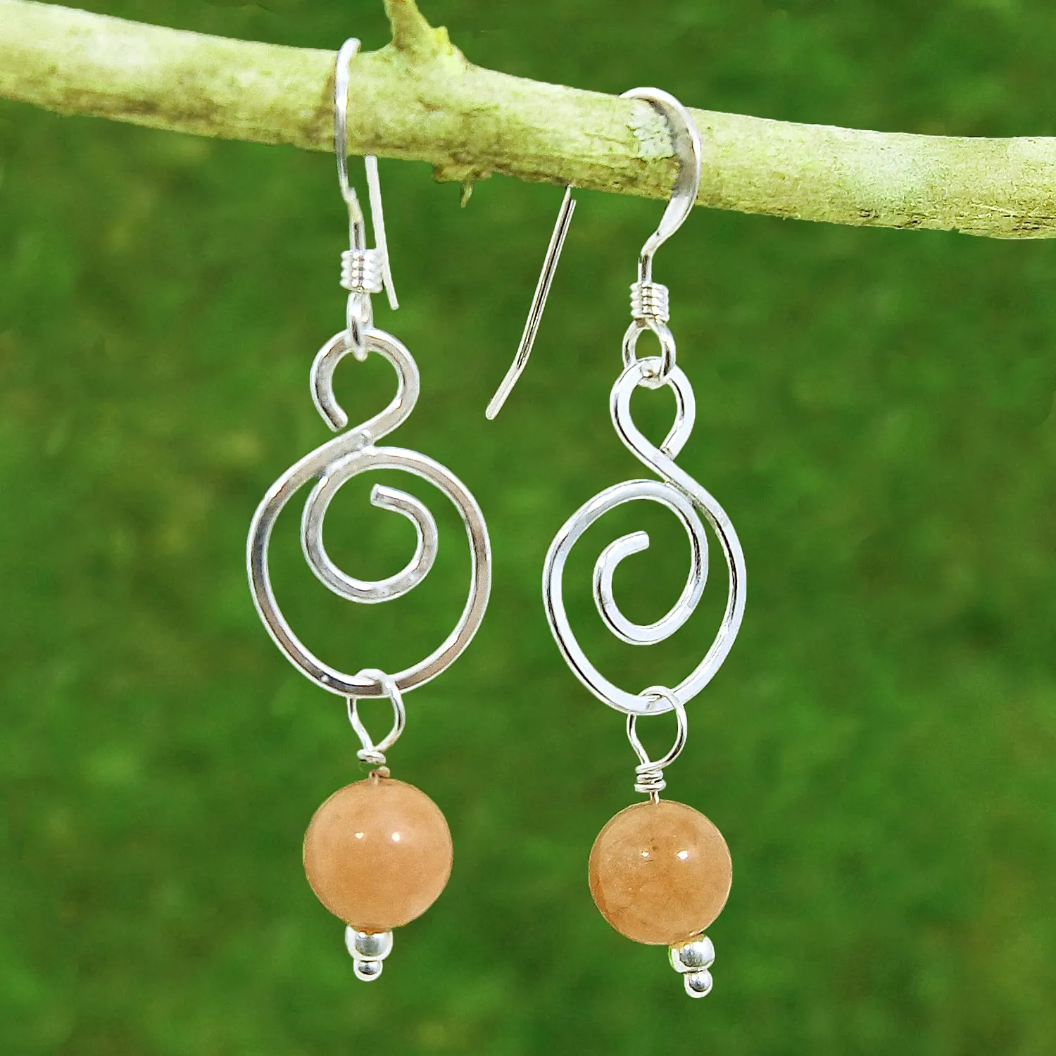 Sunstone Spiral Healing Earrings