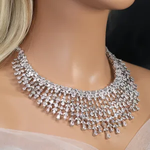 Swarovski Crystal Exquisite Leafy Grandeur Diamond/Crystal Necklace Set, Bridal Necklace Set, Bridal Jewelry, Statement Necklace