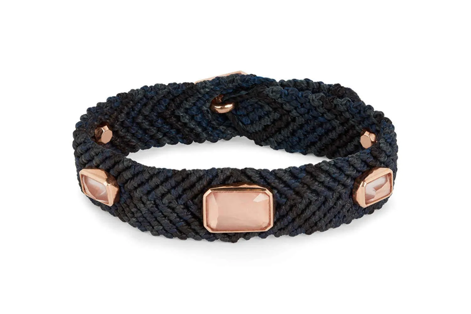 The unconditional rose gold rose quartz deep blue green macramé