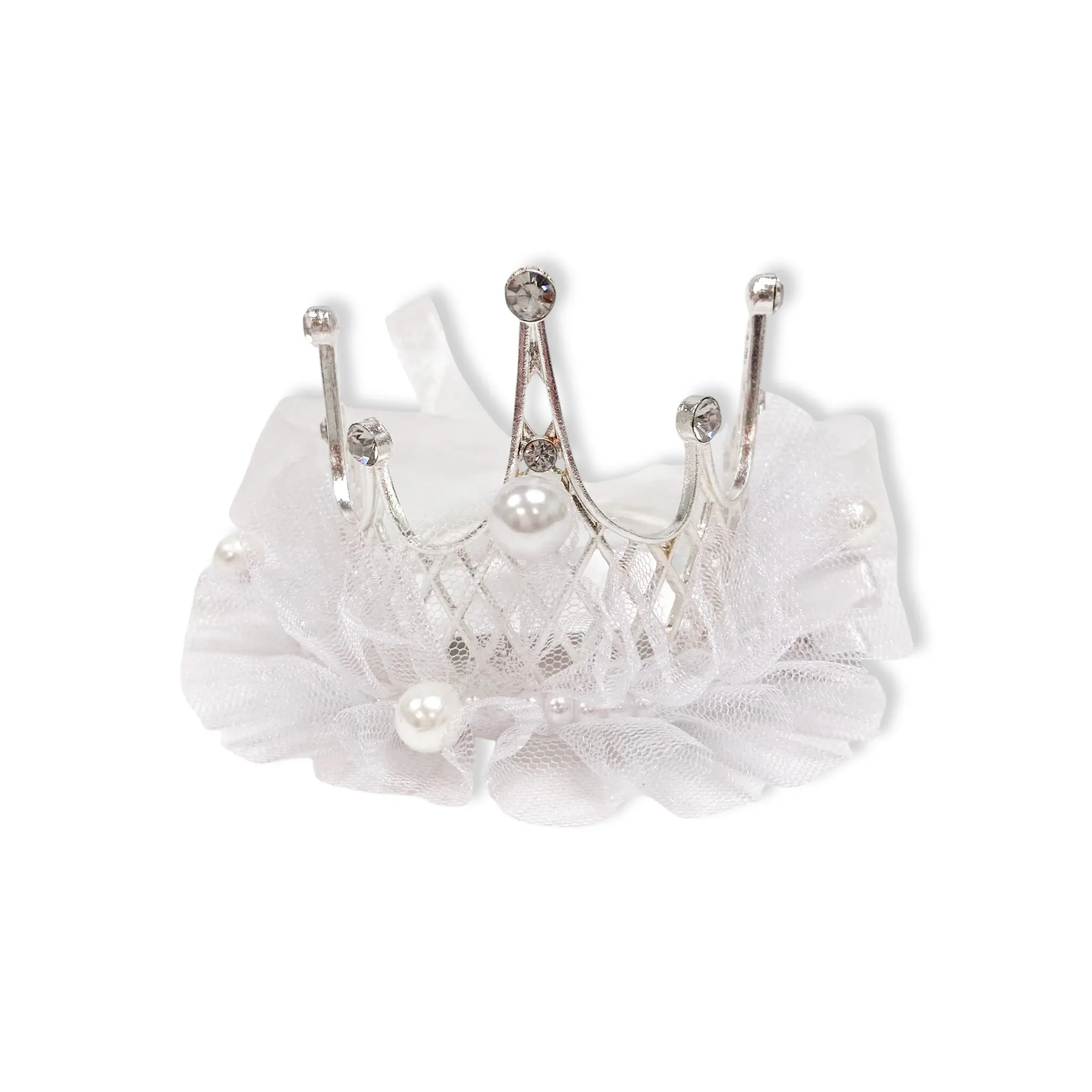 Tiara Mesh Hair Clip -white