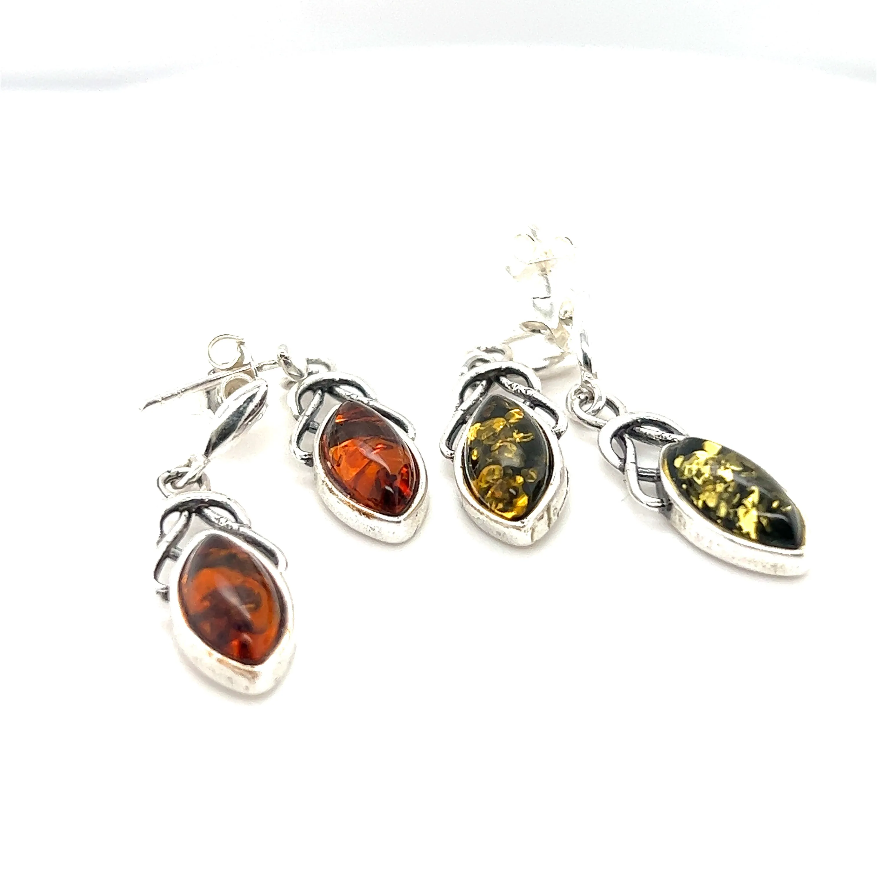 Timeless Marquis Shaped Baltic Amber Earrings