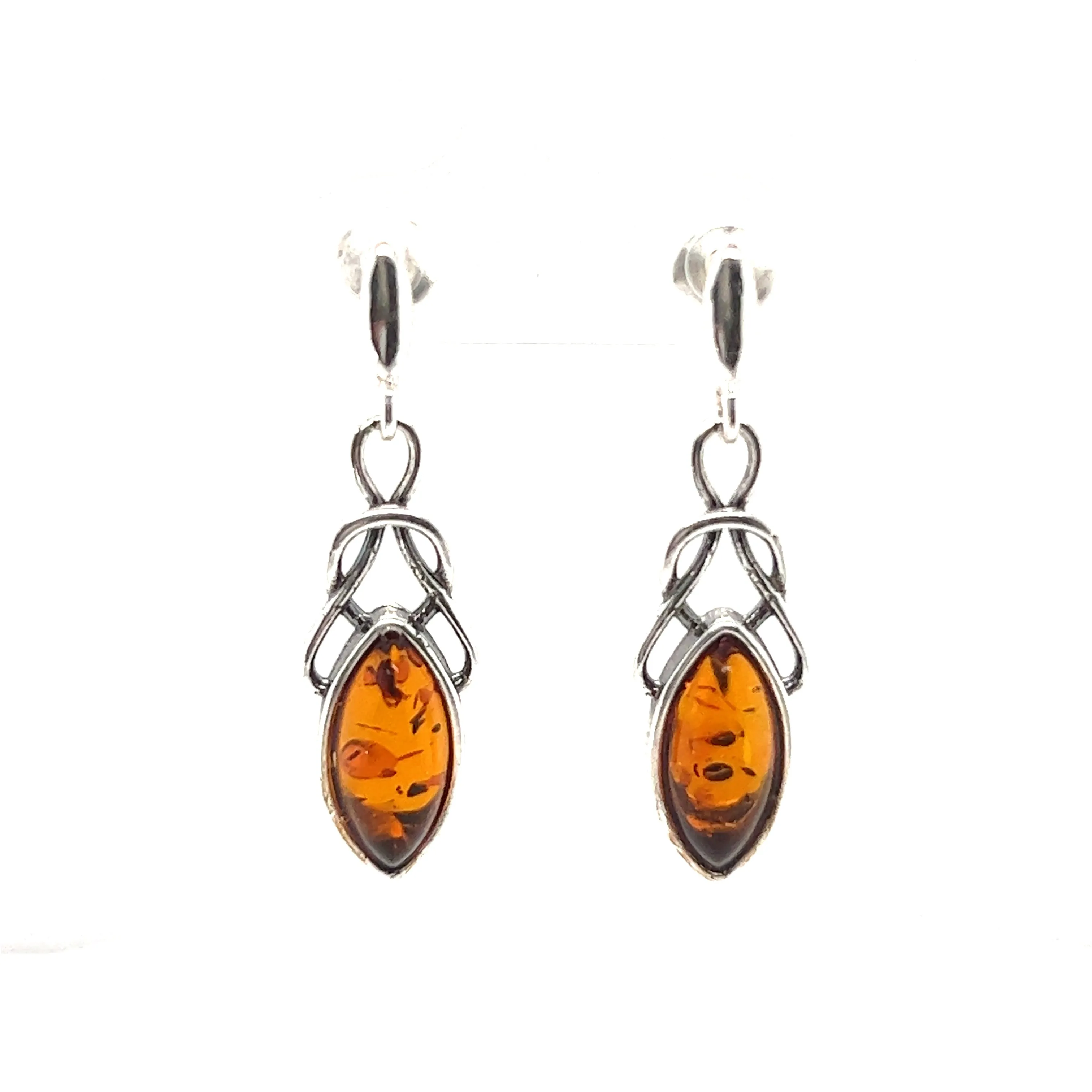 Timeless Marquis Shaped Baltic Amber Earrings