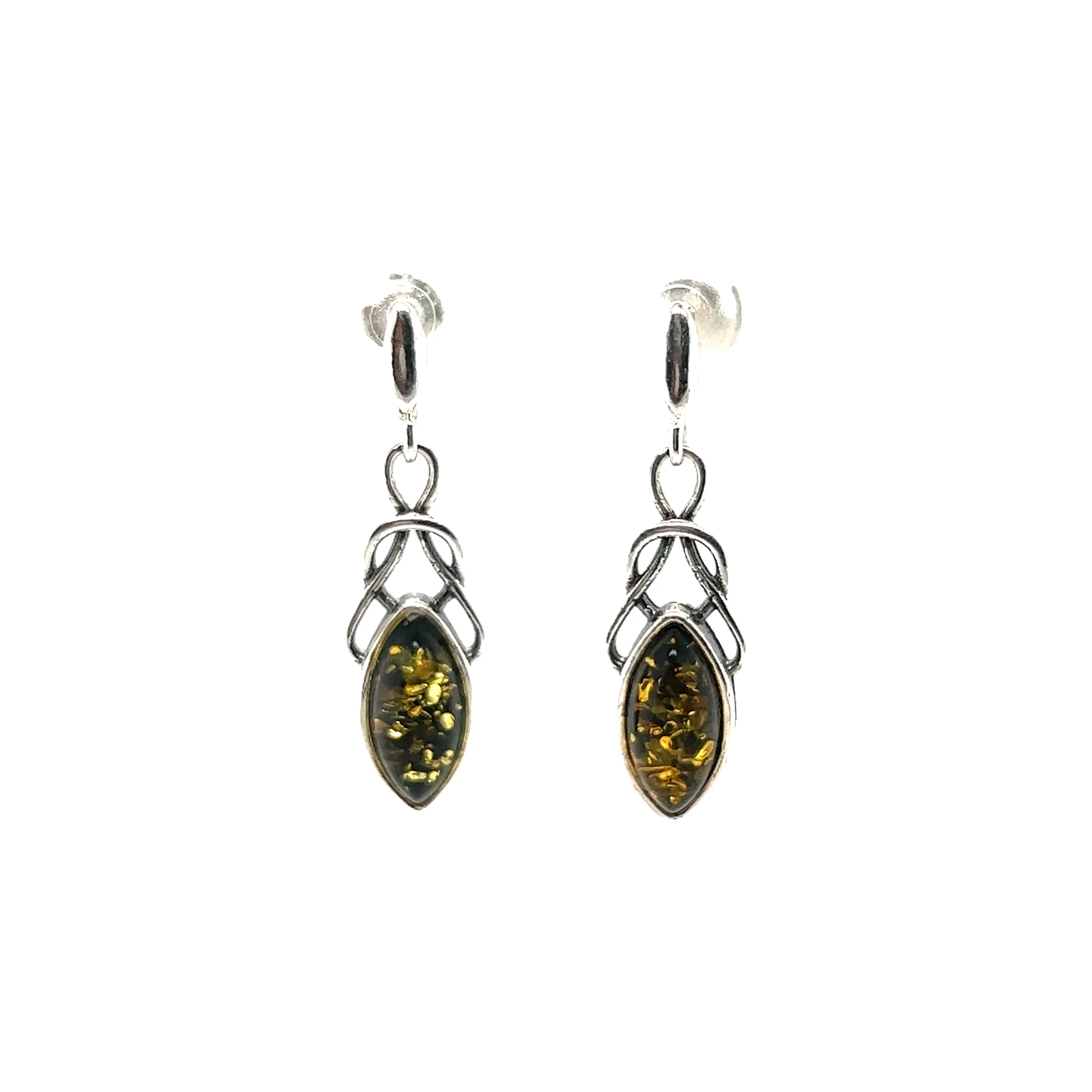 Timeless Marquis Shaped Baltic Amber Earrings